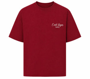 T-Shirt CLP Rouge Bordeaux Unisexe Logo Blanc