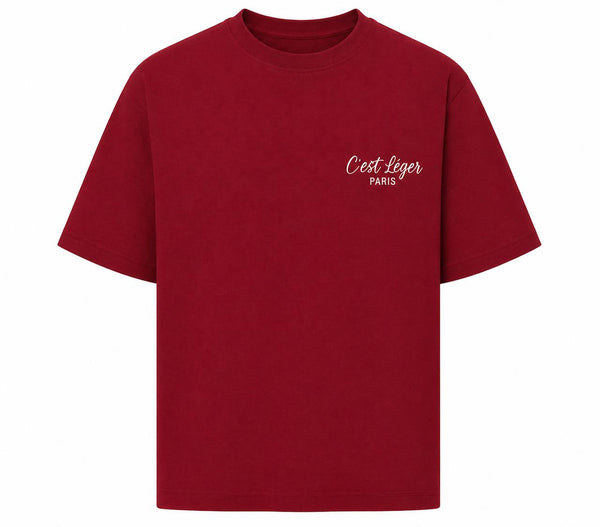 T-Shirt CLP Rouge Bordeaux Unisexe Logo Blanc