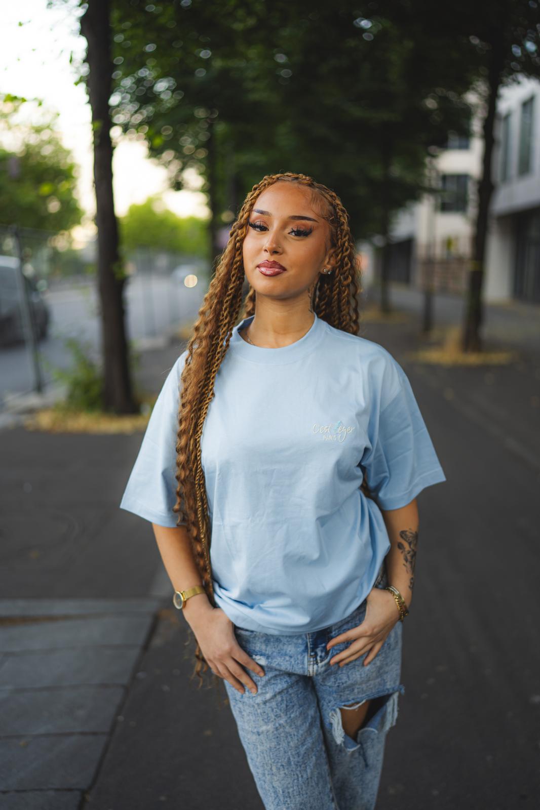 T-Shirt CLP Bleu Ciel Unisexe Logo Blanc