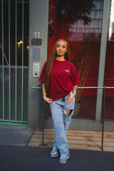 T-Shirt CLP Rouge Bordeaux Unisexe Logo Blanc