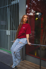 T-Shirt CLP Rouge Bordeaux Unisexe Logo Blanc